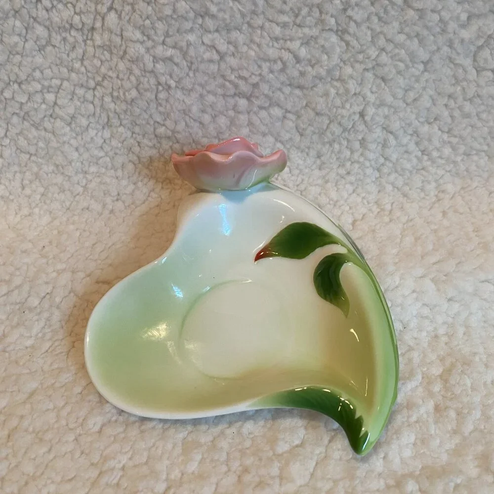 Beddinginn Pink Rose Tea Cup Heart Shape Saucer 3D Flower‎